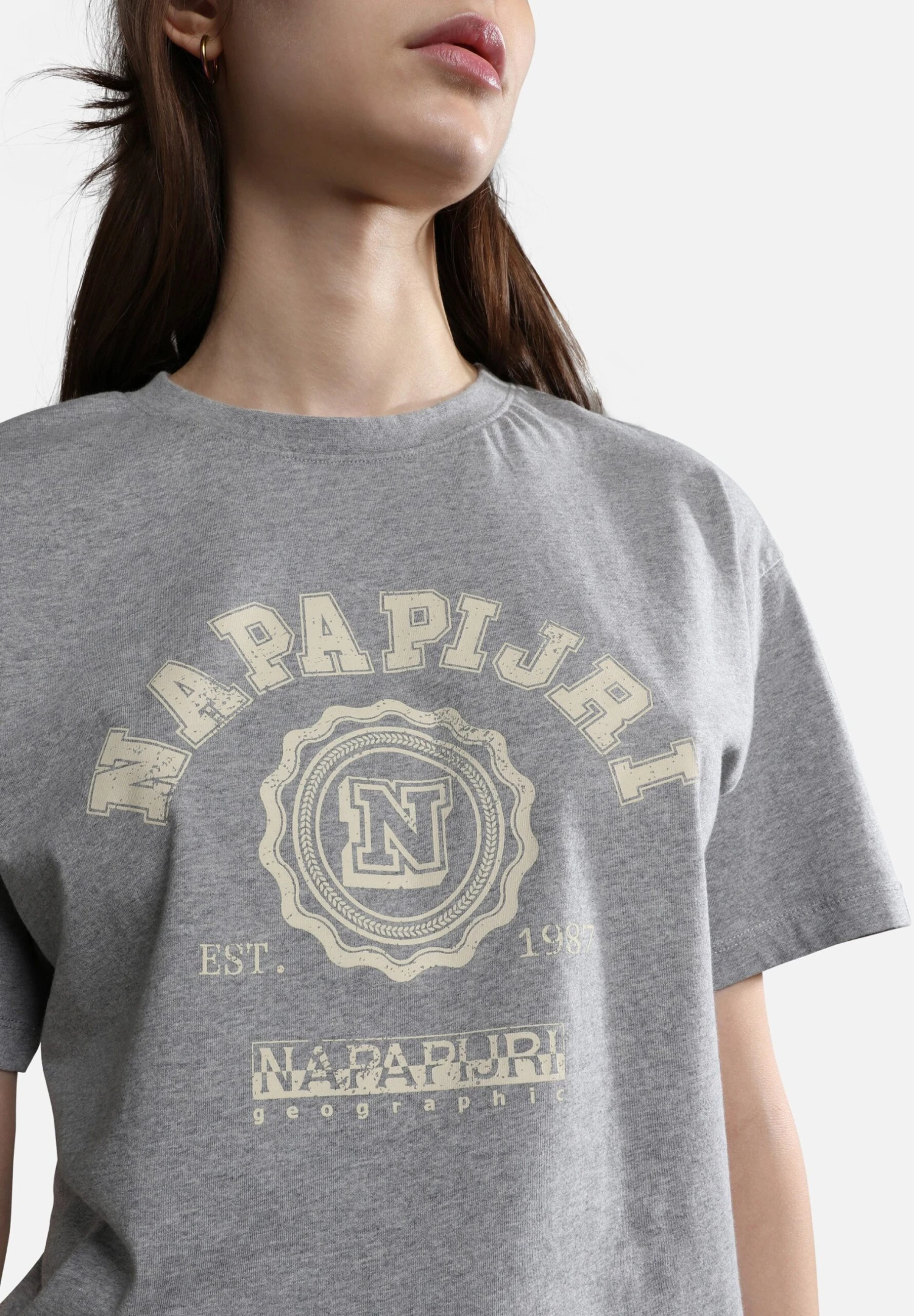 Napapijri Moreno - T-Shirt Imprimé - Medium Grey Melange 4 Napapijri Moreno - T-Shirt Imprimé - Medium Grey Melange – Image 4