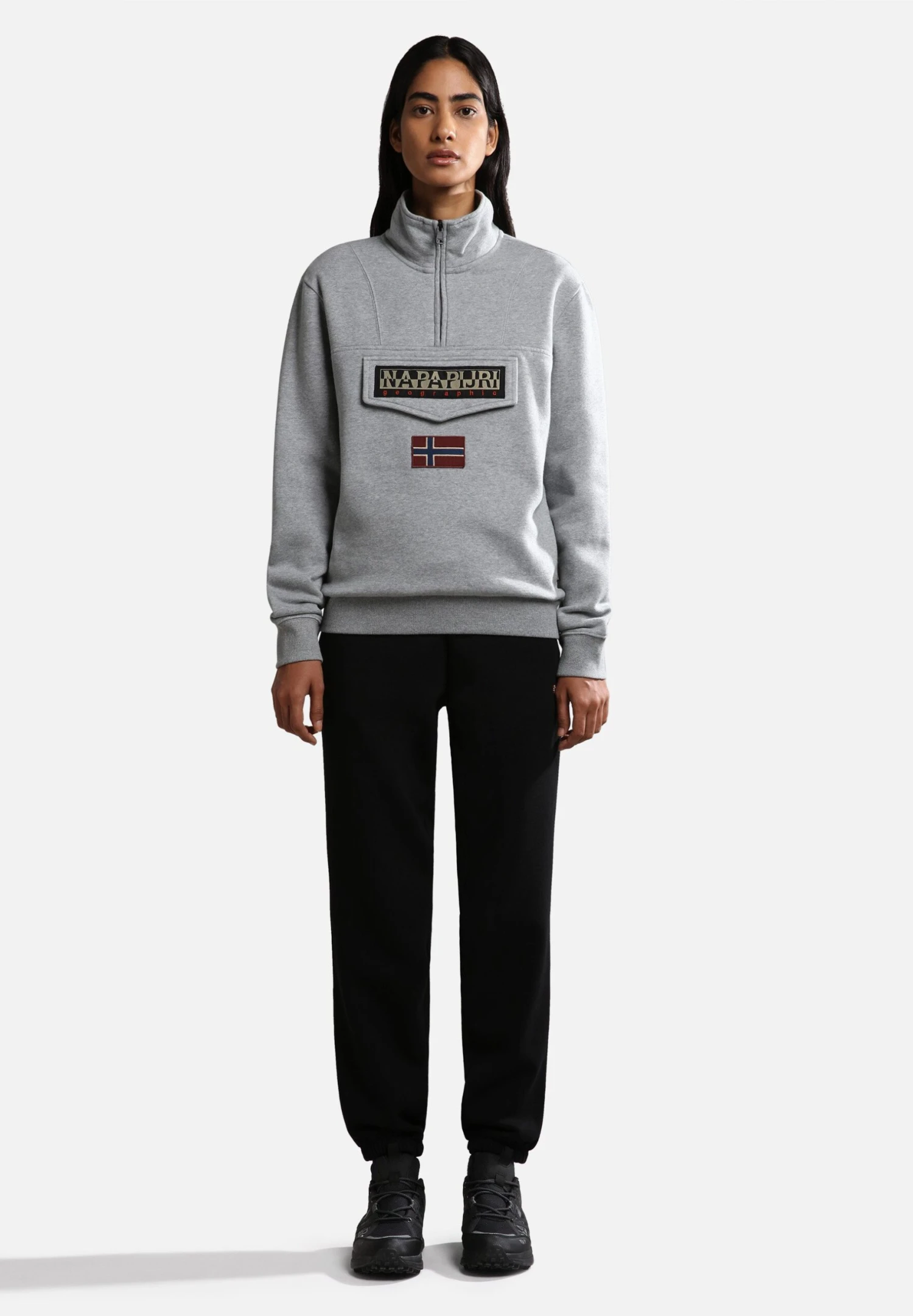 Napapijri Burgee Zip - Sweatshirt - Medium Grey Melange 4 Napapijri Burgee Zip - Sweatshirt - Medium Grey Melange – Image 4