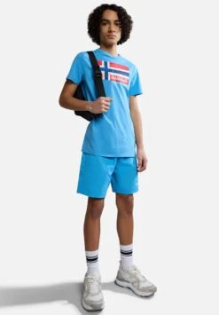 Napapijri Zamora - T-Shirt Imprimé - Blue Azure B2C