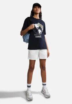 Napapijri Unisex - T-Shirt Imprimé - Blu Marine -Napapijri 7a1e5f02732c460ca99900f35f5dc162
