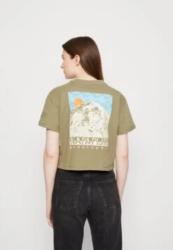 Napapijri Cenepa Crop - T-Shirt Imprimé - Green Lichen